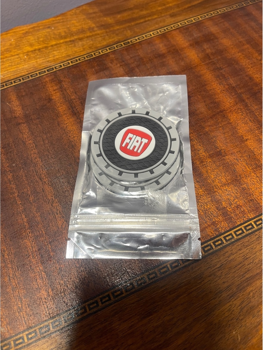 New FIAT Silicone Car Cup Holder Coasters (2-Pack) - Black & Red Logo